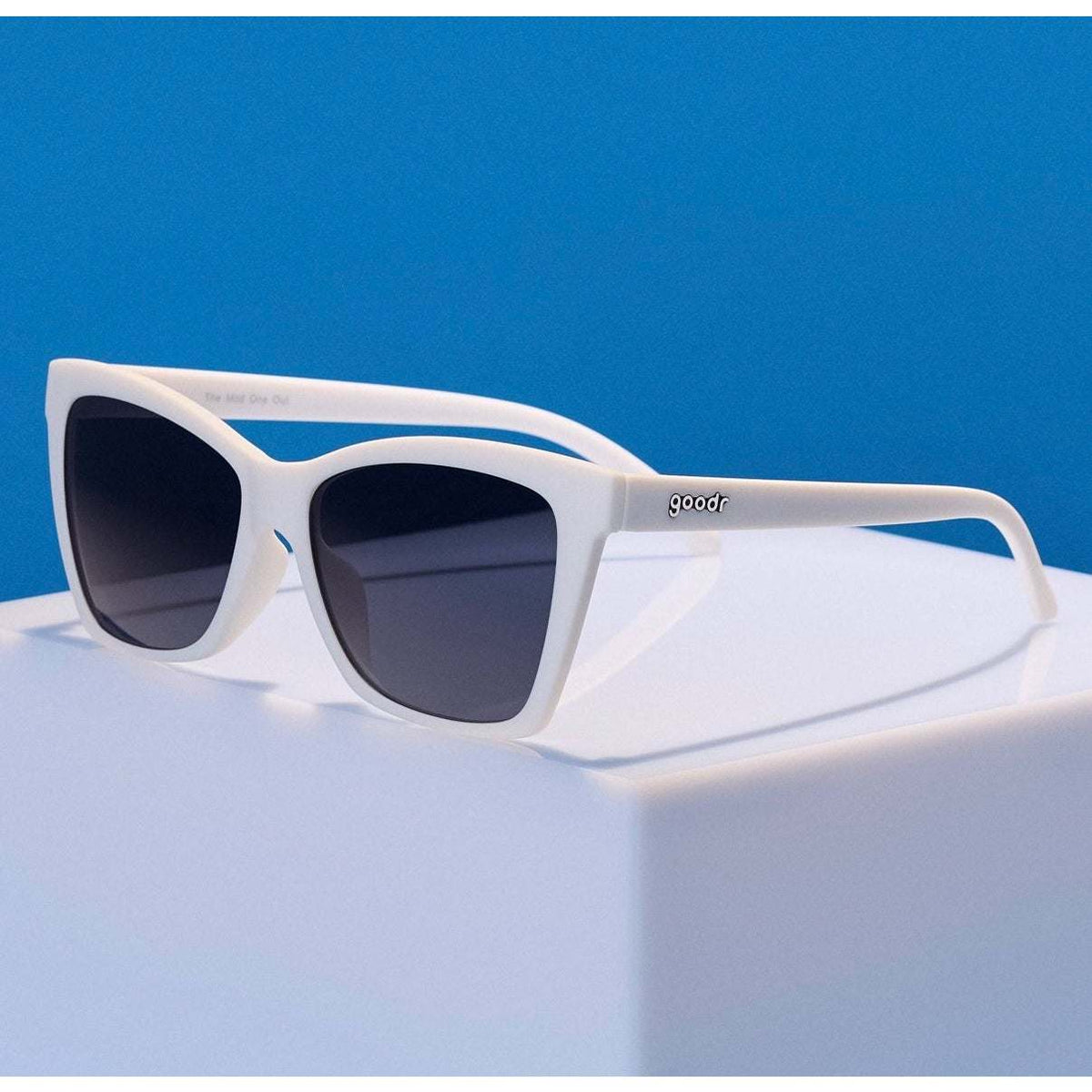 goodr Adult Pop G The Mod One Out Plastic Rectangle Sunglasses - White