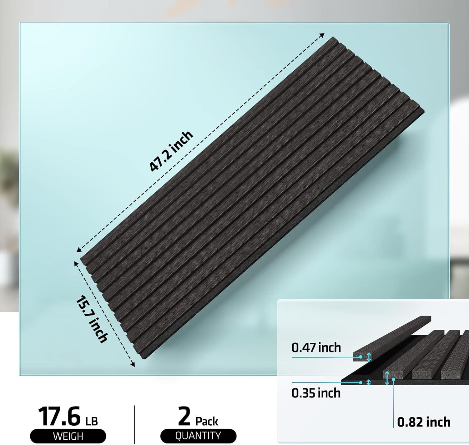 UMIACOUSTICS Wood Wall Panels, 2 PCS Diffusion Panels, 47.2" x 15.7" Sound Proof Panels for Home Office Cinema (Ebony) - Selzalot