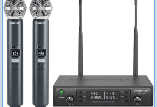 Open Box New Phenyx Pro Wireless Microphone System, Dual Wireless Mics,w/ 2 Handhelds, Auto