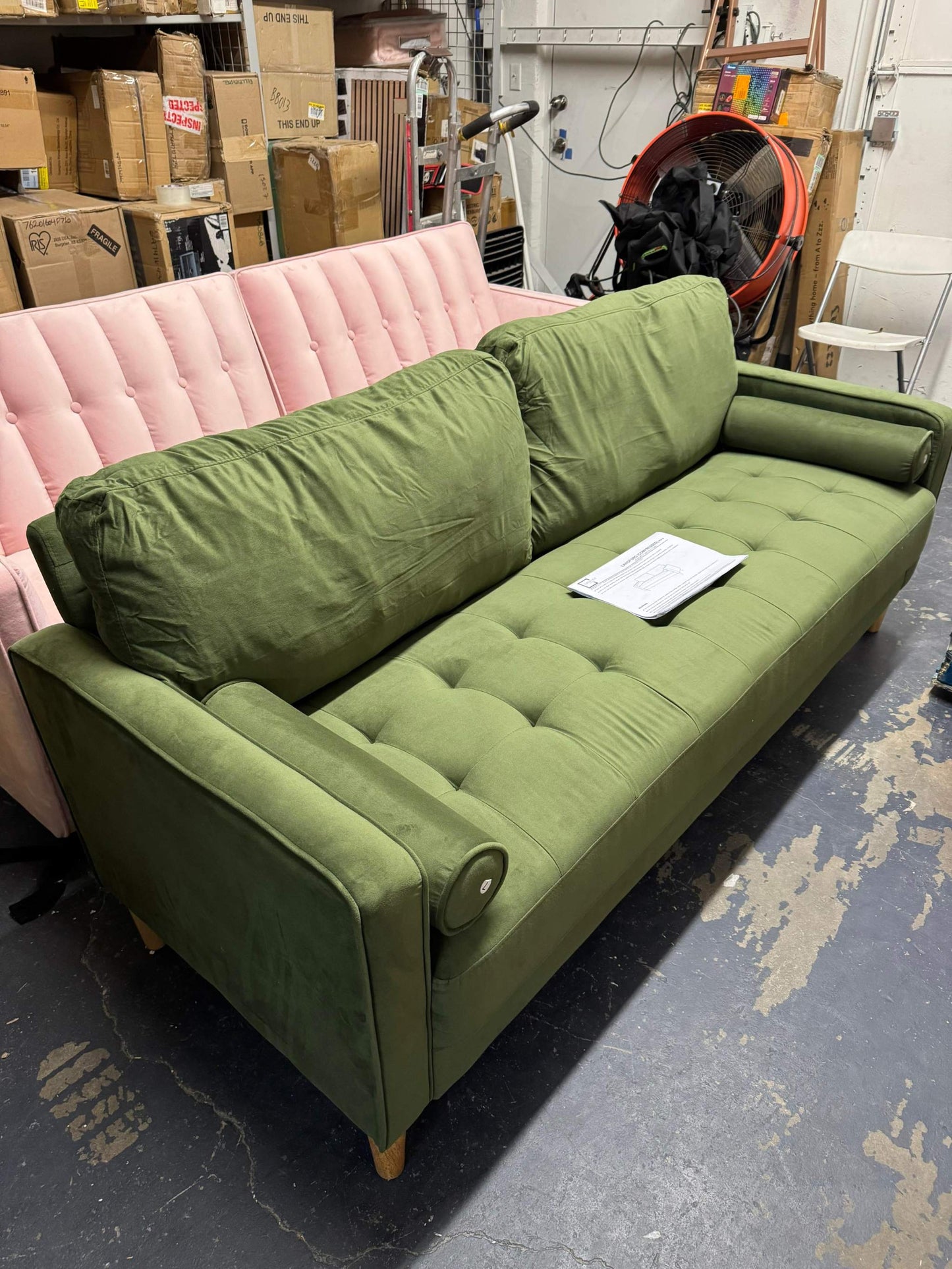 Mercury Row Garren 75.6 Tufted Sofa GREEN