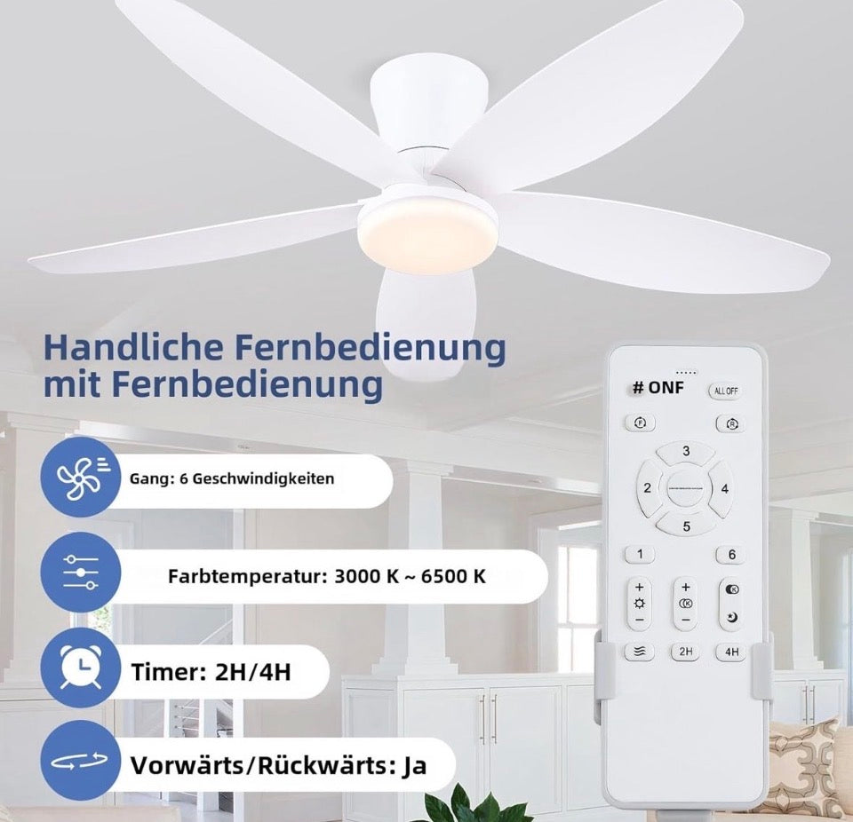OPEN BOX NEW Surtime Palm Leaf Ceiling Fans with Lights-42 Tropical Ceiling Fan with Light and Remote/APP Control,Flush Mount