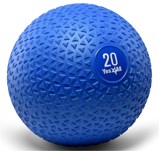 Blue 20lb textured Yes4All Slam Ball medicine ball with durable PVC and sand filling for core workouts