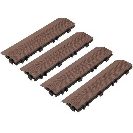 Open Box Design House Straight Edge Trim 3 in. x 12 in. Wood-Plastic Composite Deck Tile in Russet Canyon( 4-Pack