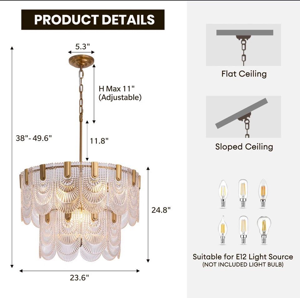 Brand New MERCER41 Aurthur 9 - Light Dimmable Tiered Modern Chandelier