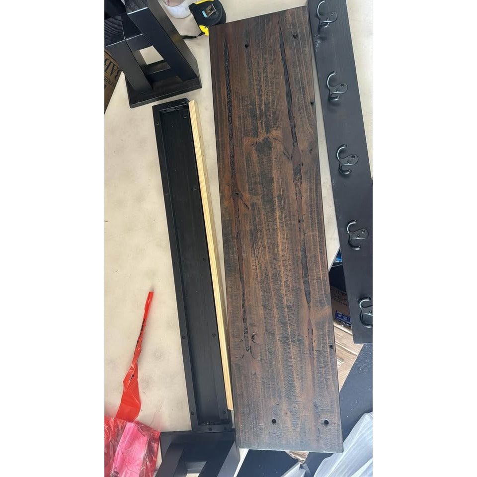 Claremont 40"L Rustic Wood Coat Hook with Shelf