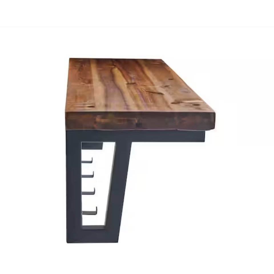 Claremont 40"L Rustic Wood Coat Hook with Shelf
