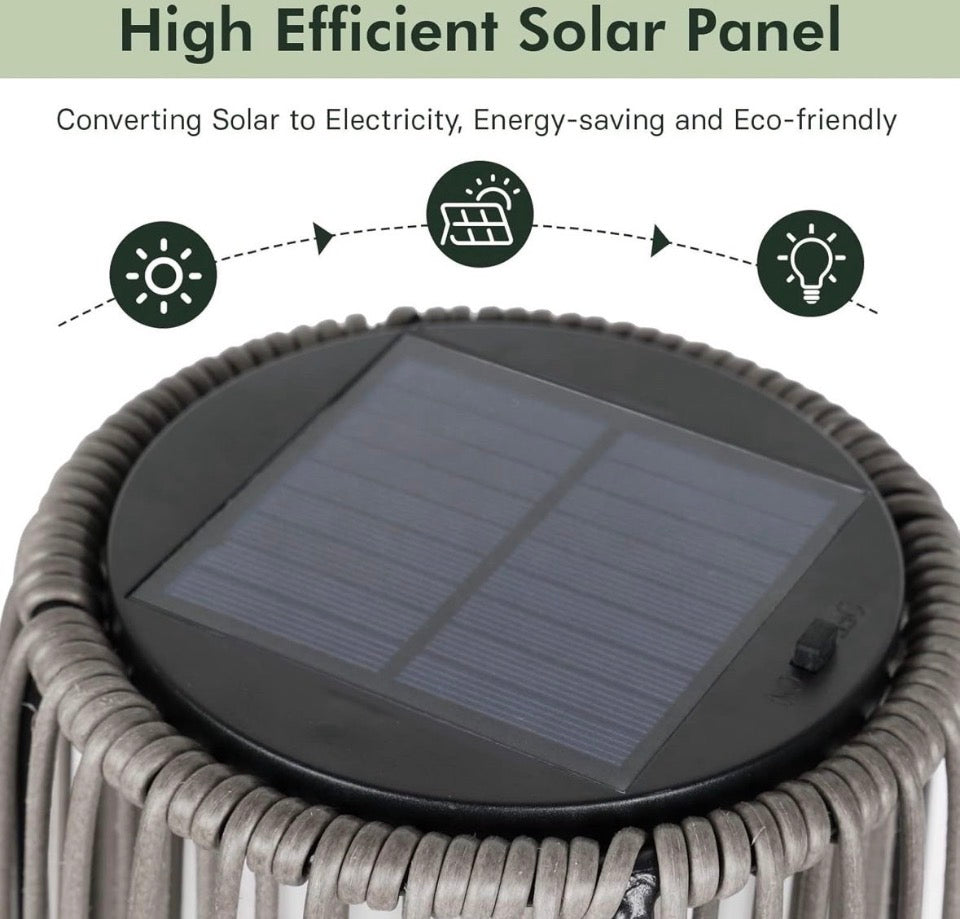 OPEN BOX NEW Grand patio 2-Pack Outdoor Floor Solar Light, Wicker Solar Patio Lamp Waterproof Outside Deck Lamp for Porch, Yard, Garden, Lawn Decoration