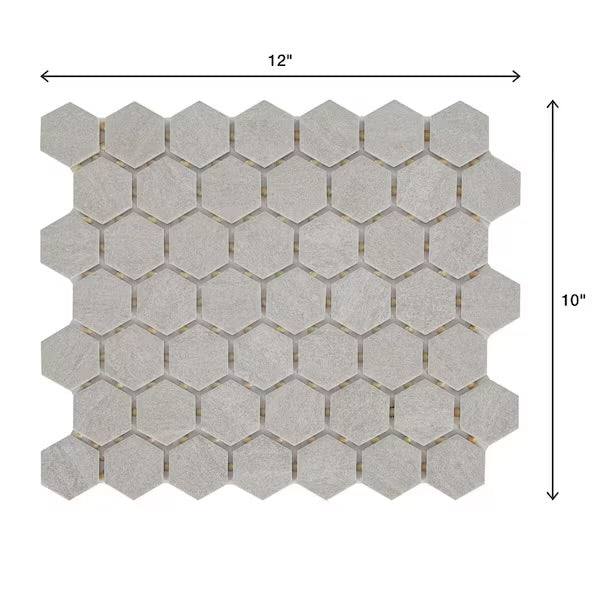 Open Box Daltile Nova Falls Gray 10 in. x 12 in. Glazed Ceramic Hexagon Mosaic Tile (9.72 sq. ft./Case)