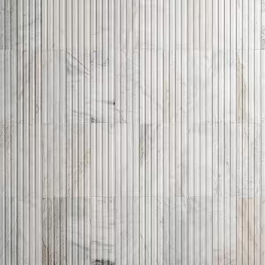 Open Box MSI Arabescato Venato White 4 in. x 12 in. Fluted Honed Marble Mosaic Wall Tile (4.95 sq. ft./Case)