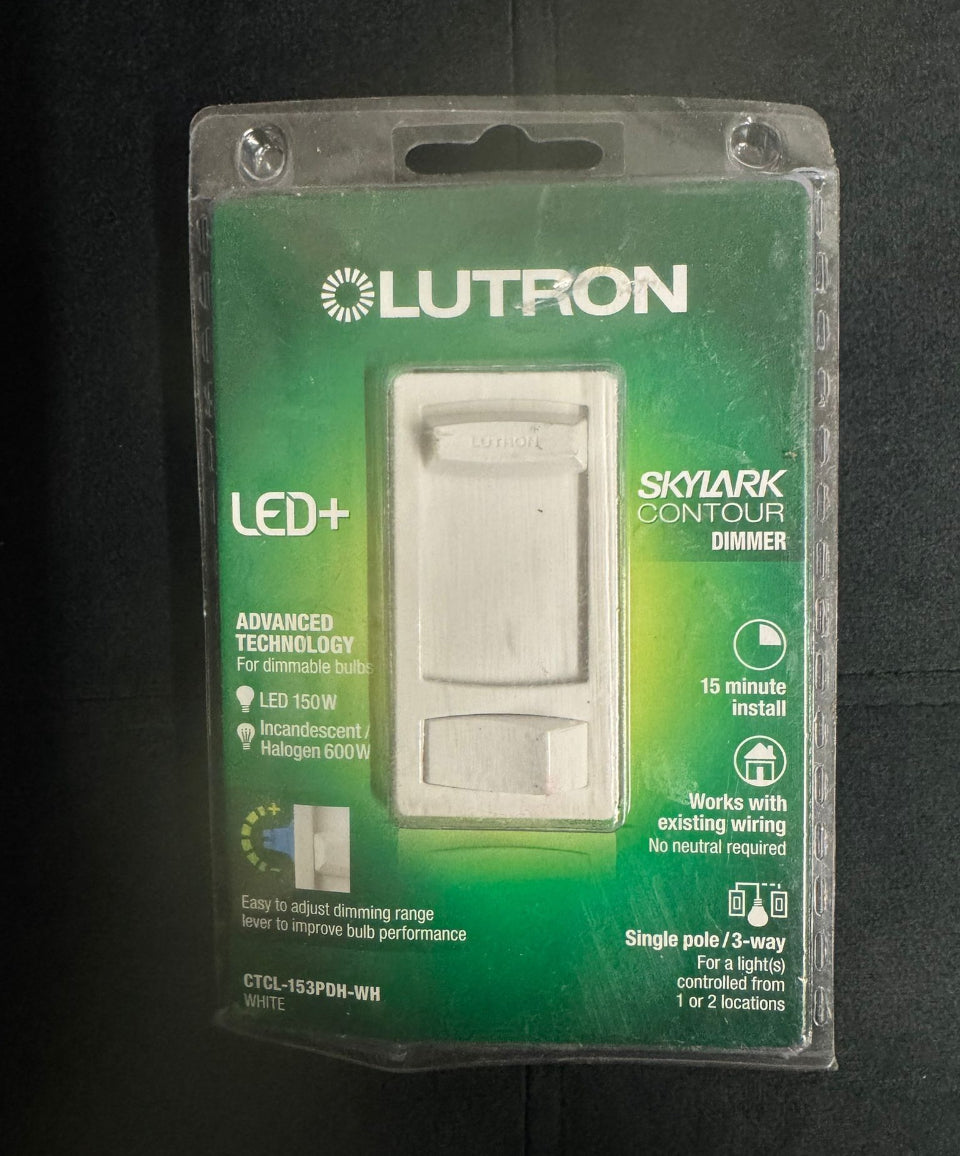 New Lutron Skylark Contour LED+ Dimmer Switch for and Incandescent Bulbs,