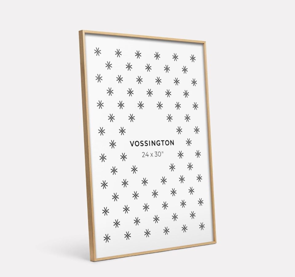 Vossington Thin 24x30 Poster Frame - Light Oak Frame Color (Real Wood Grain Finish) - Slim & Modern Frame Design - Fits 1 Picture, Art Print, Puzzle - Selzalot