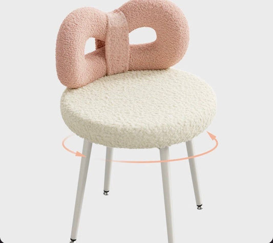 Mercer 41 Vanity Chair with bowknot backrest and soft artificial wool upholstery