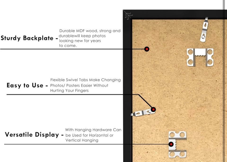 Open Box PEALSN 18x24 Picture Frame, Display Pictures 16 × 20 with Mat or 18 x 24 Without Mat for Wall Mounting Display, Poster Frames, Black