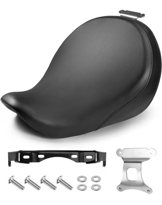 Motorcycle front rider driver seat pillion cushion pad with mounting bracket.