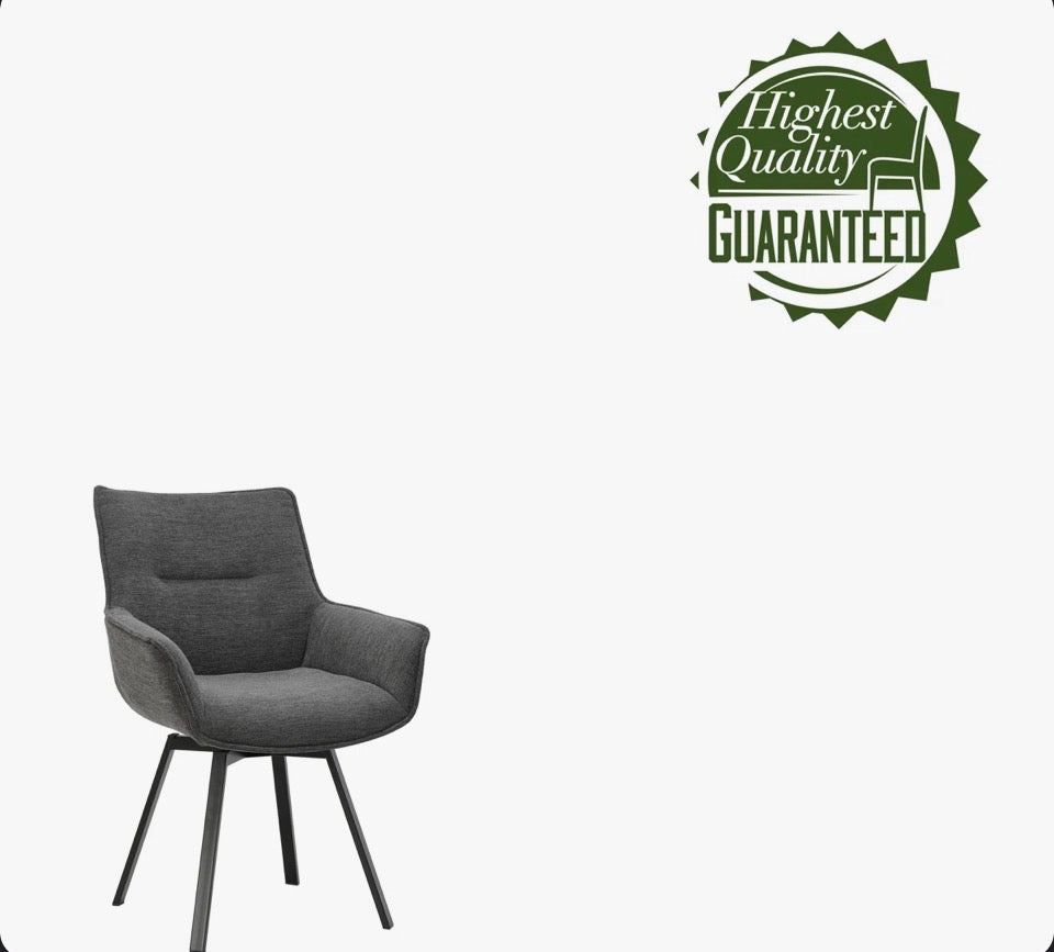 George Oliver Heid Swivel Fabric Dining Chair with Steel Legs