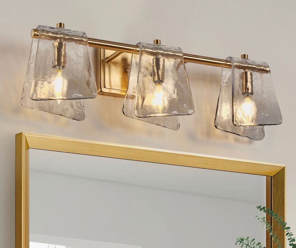 "Mercer41 Elisabette 3 - Light 23.6"" W Dimmable Gray Glass Bathroom Vanity Light"