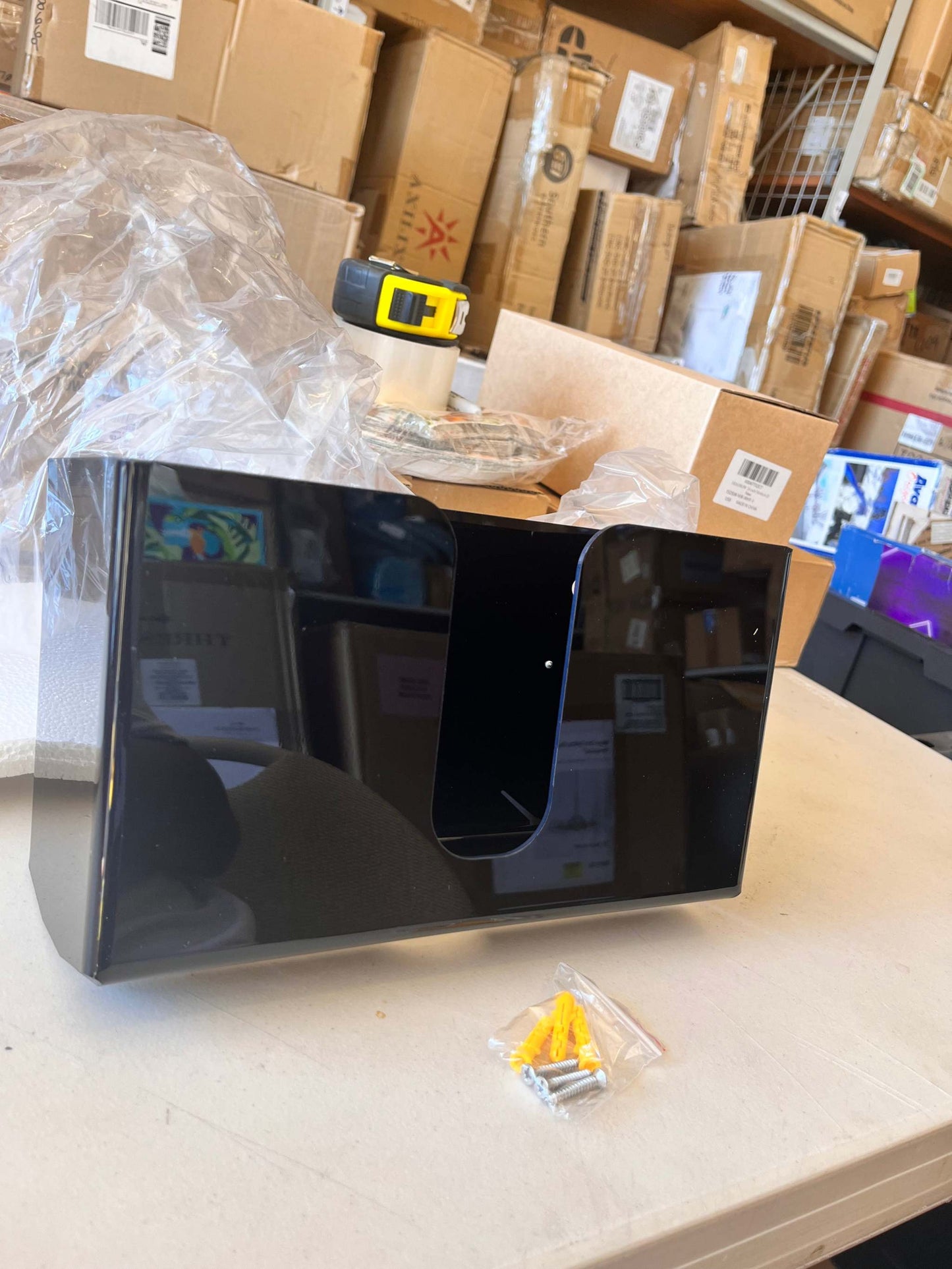 Open Box New Alpine Industries Acrylic Wall-Mounted Paper Towel Dispenser - Single or Multiple Towel Retrieval - Bi Fold and C Fold (Black)