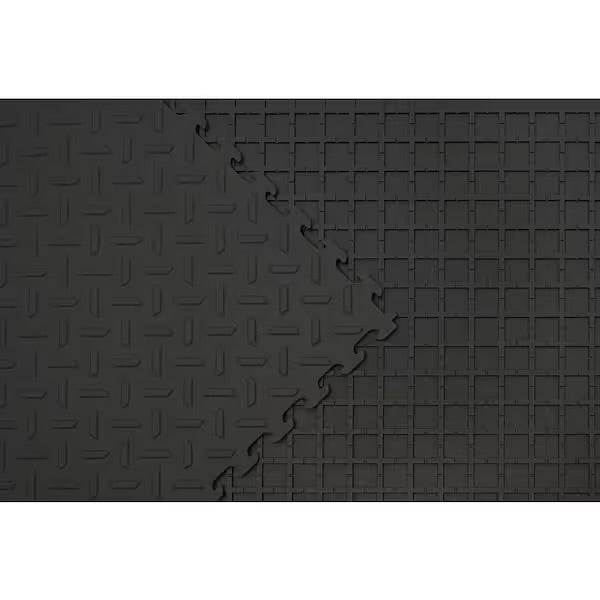 Open Box Husky 18.4 in. x 18.4 in. Black PVC Garage Flooring Tile (6-Pack