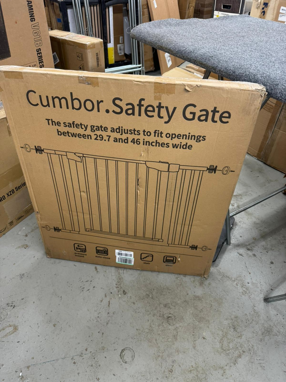 Open Box Cumber 29.7-46" Baby Gate for Stairs, Mom's Choice Awards Winner-Auto Close Dog Gate for the House, Easy Install Pressure Mounted Pet Gates f