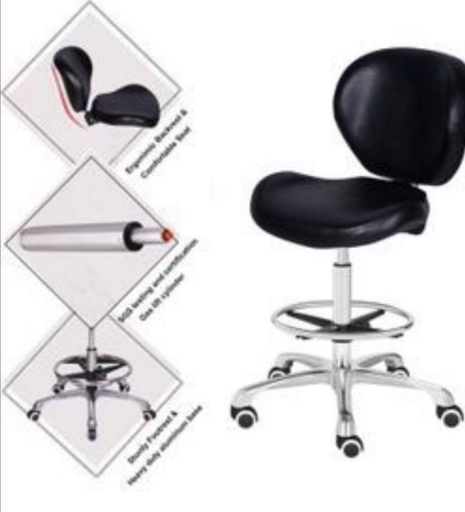 Open Box Adjustable Stools Drafting Chair with Backrest & Foot Rest Drafting Stool Swivel Seat Rolling Wheels for Studio Dental Office Salon Counter