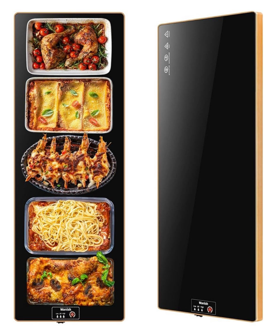 Wanish Electric Warming Tray（Extra Long 40”x12”），Food Warmer with Thermostat and Full Surface Heating，Food Warming Mat with 2 Temperature Modes for Pa