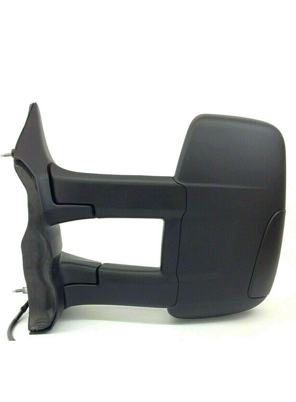 Replacement driver left side mirror for Ford Transit 150 250 350, power glass, non-heated, manual folding, long extension view.