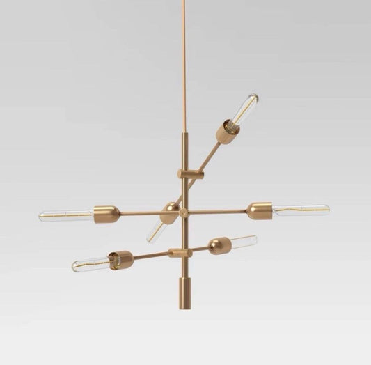 Open Box 3-Arm Chandelier Brass: Adjustable Height, ETL Listed, Metal Body - Threshold™