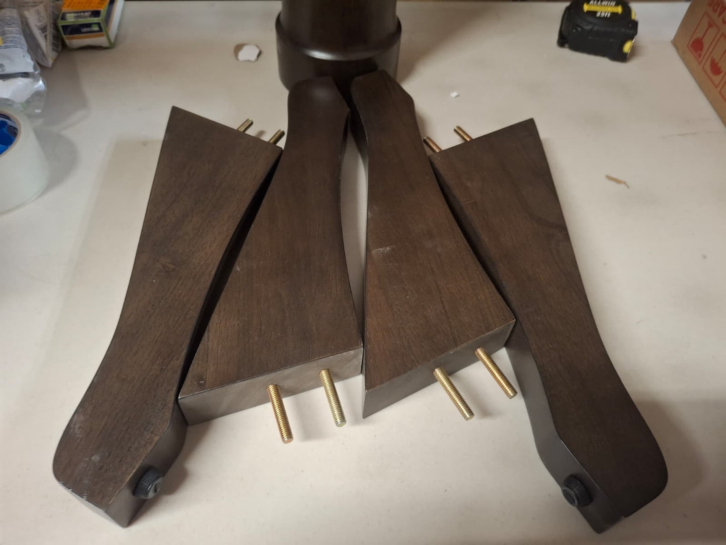 Open Box International Concepts Hickory/Coal 30 in. Round Top Solid Wood Counter Height Pedestal Dining Table - Seats 2