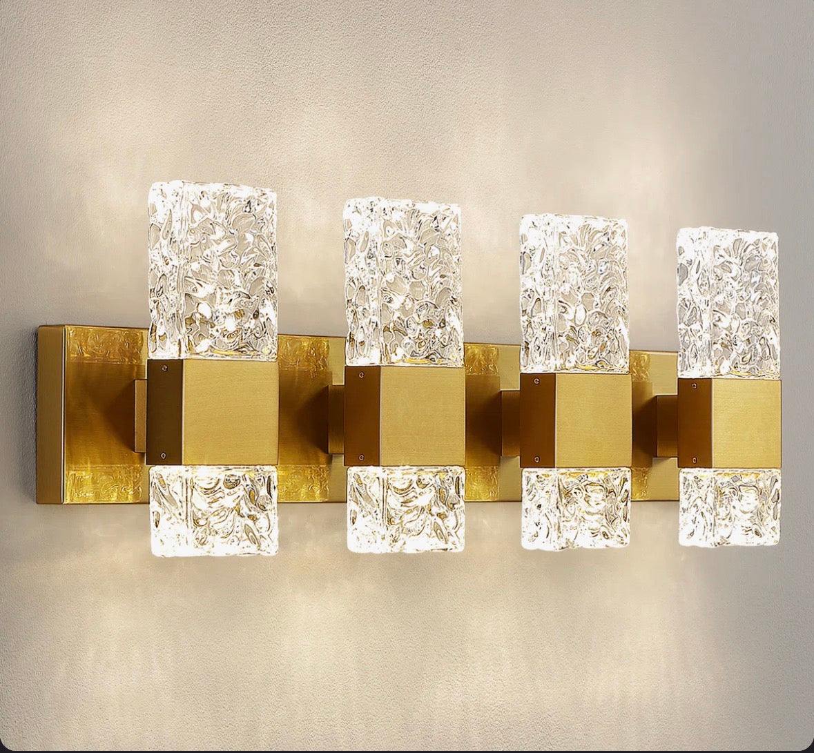 Mercer41 Luxcien dimmable crystal bathroom vanity light with 8 corrugated crystals and LED technology