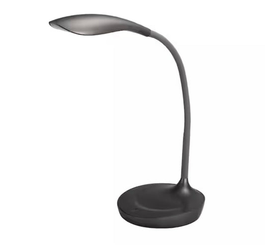 Bostitch 10.25 in. gray gooseneck LED desk lamp with USB charging port and flexible silicone neck
