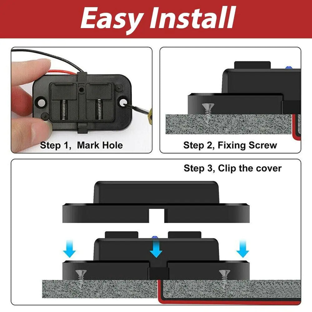 12-24V 4.8A Dual USB PD QC3.0 Car Boat RV Fast Charger Socket LED Power Outlet