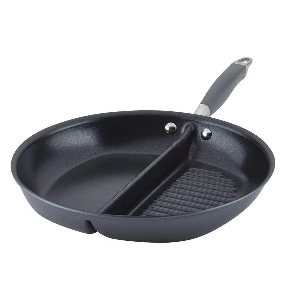 Anolon Advanced Home 12.5-in. divided grill and griddle skillet with nonstick surface and sturdy SureGrip handles