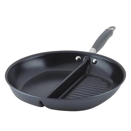 Anolon Advanced Home 12.5-in. divided grill and griddle skillet with nonstick surface and sturdy SureGrip handles