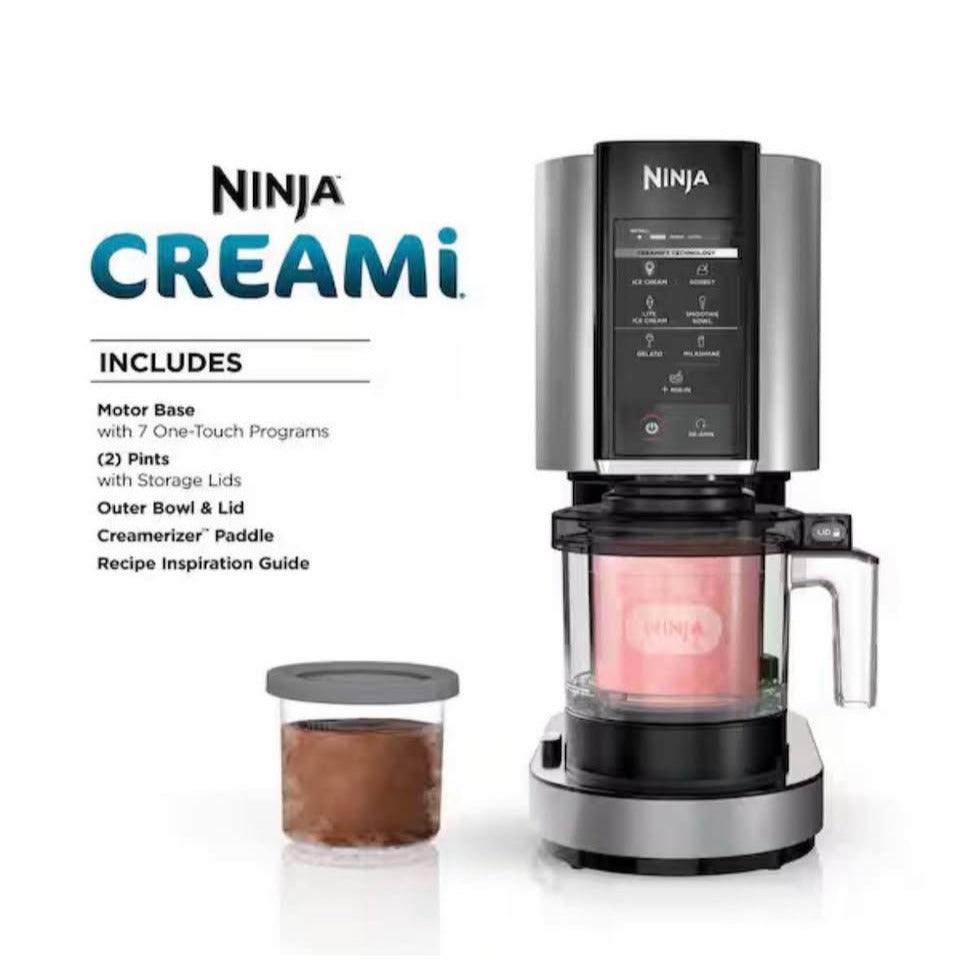 Ninja Creami Ice Cream Maker, 2 Pint (1.2 qt. Container and Lid Silver Stainless Steel USED LIKE NEW