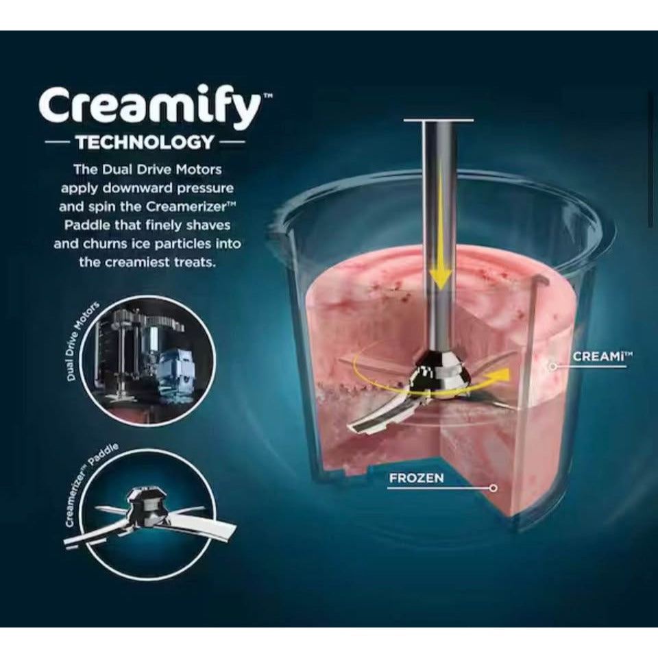Ninja Creami Ice Cream Maker, 2 Pint (1.2 qt. Container and Lid Silver Stainless Steel USED LIKE NEW