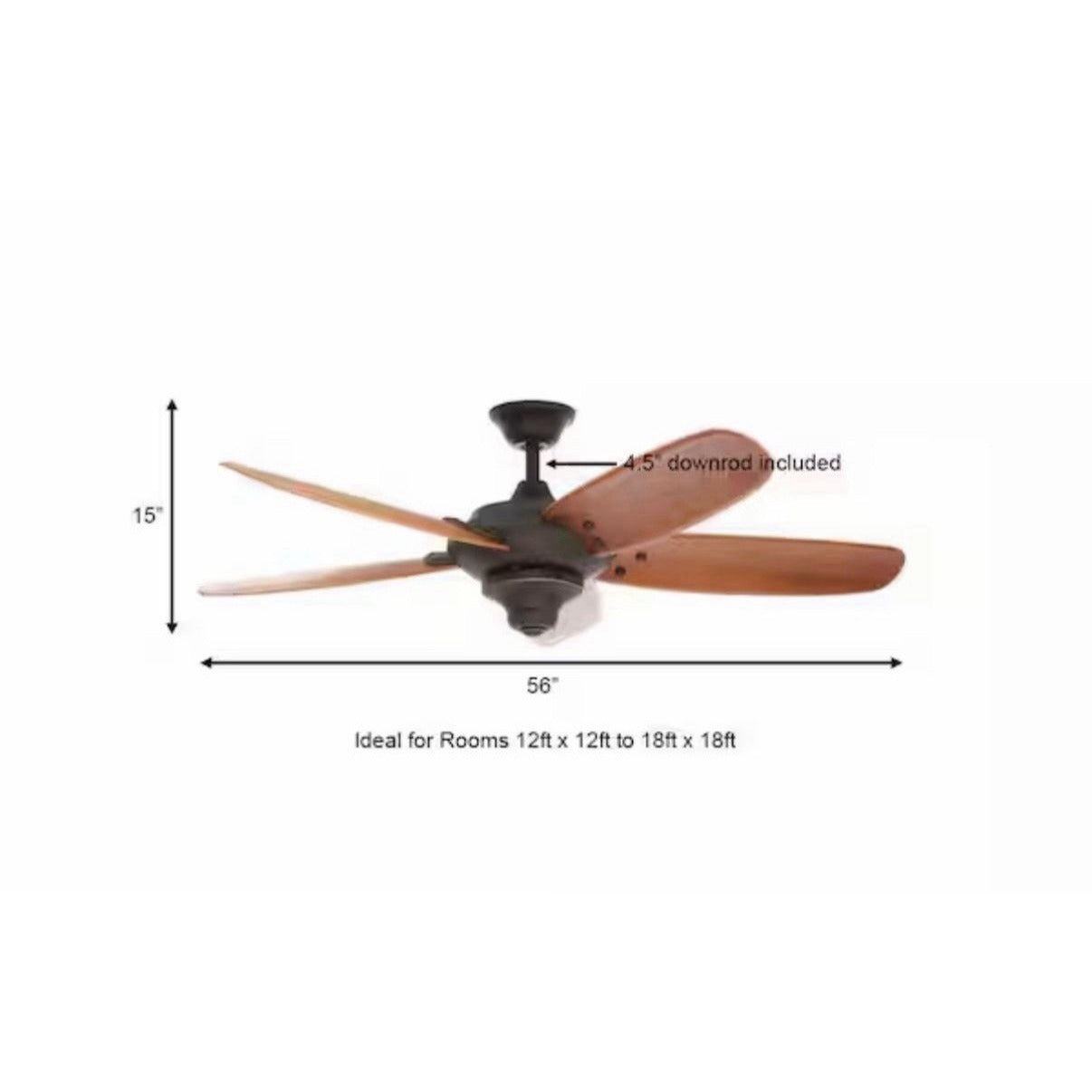 Home Decorators Collection Altura 56" Indoor Oil-Rubbed Bronze Ceiling Fan w/Dow