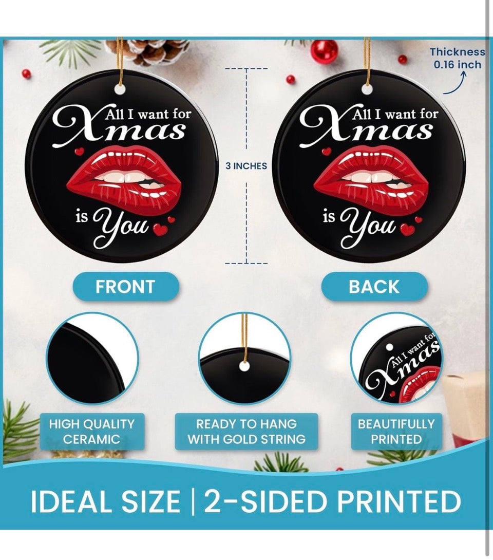 Open Box New MeoDen All I Want for Xmas is You - Couples Christmas Ornament - Ideal Gifts for Men & Couple