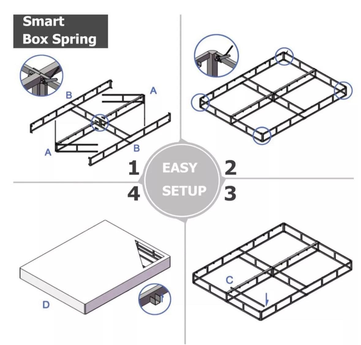 King Box Spring 5 Inch High Profile Strong Metal Frame Mattress Foundation, Quiet Noise-Free, Easy Assembly, 3000lbs Max Weight Capacity - Selzalot