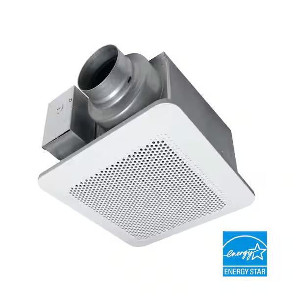 Panasonic Whisper Choice DC ceiling bathroom exhaust fan with adjustable 80/110 CFM airflow and Energy Star rating