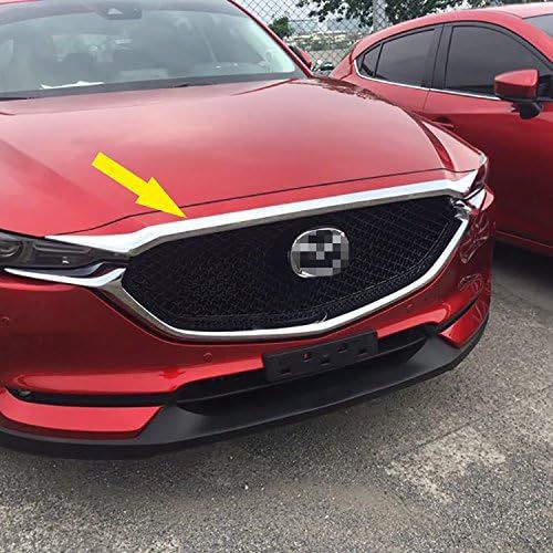 Beautost chrome front hood grill cover for Mazda CX-5 2017-2024.