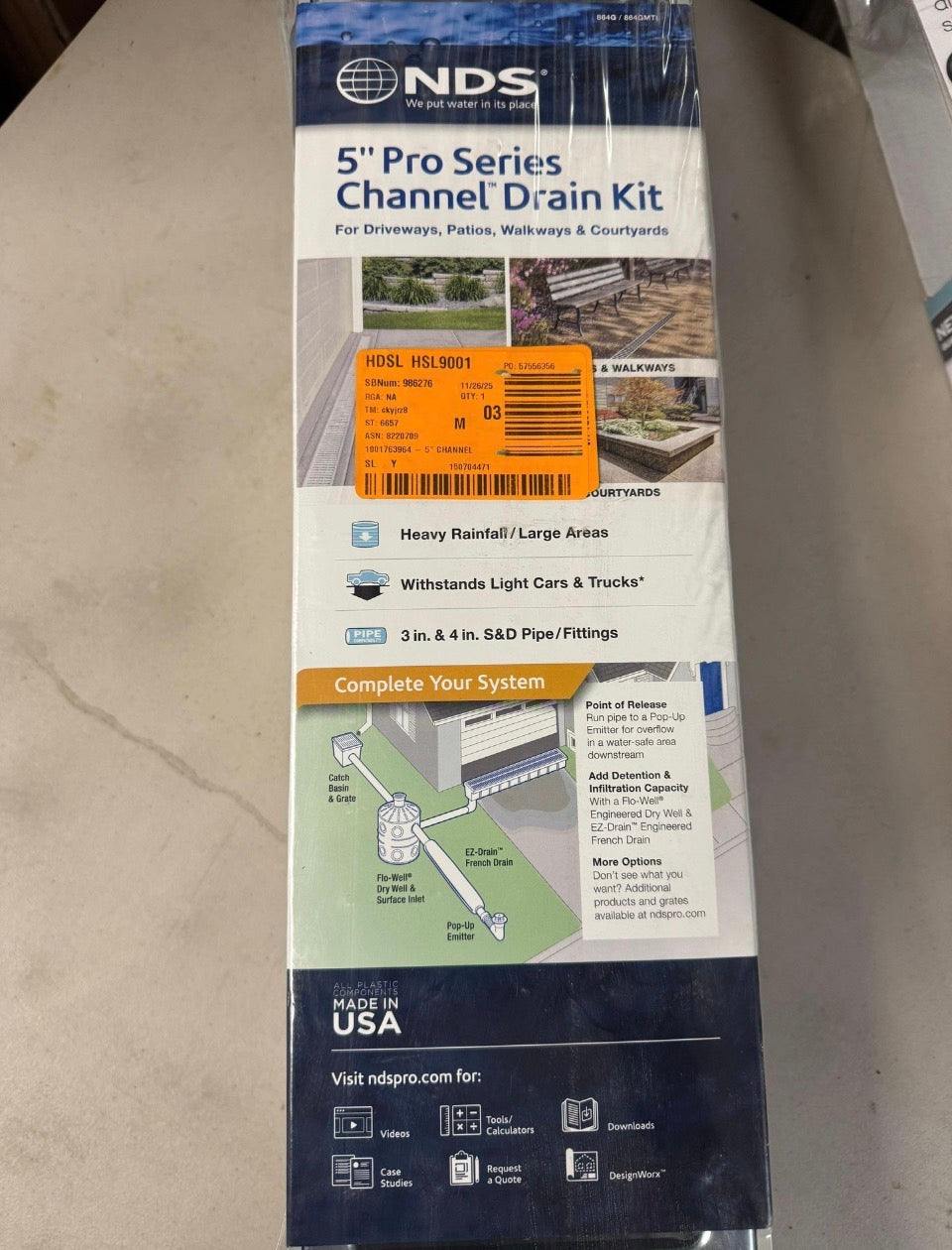 NDS Pro Series 5 in. x 40 in.Channel Drain Kit with Metal Grate