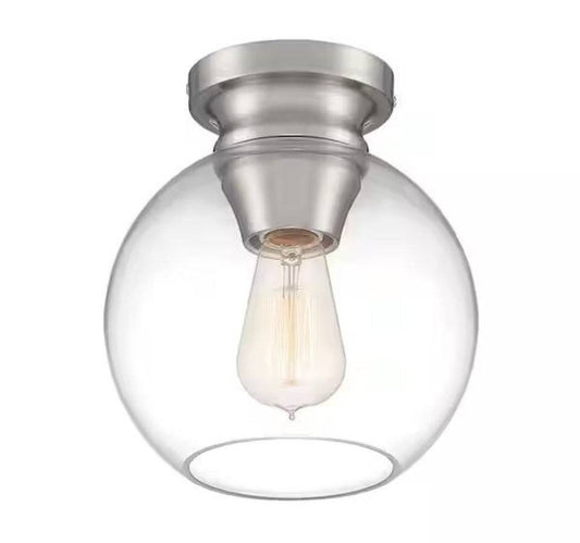 Open Box Home Decorators Collection Evelyn 8 in. Contemporary Brushed Nickel Medium-Base (E26) Bulb Flush Mount for Kitchens