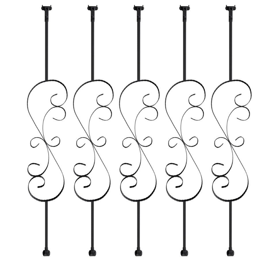 VEVOR staircase metal balusters set of 5 decorative black wrought iron banister spindles