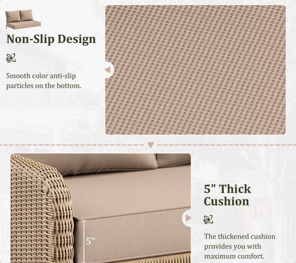 "Ebern Designs Wynee Outdoor 5"" Loveseat Cushions Bench Seat / Back Cushion, Only Cushions"