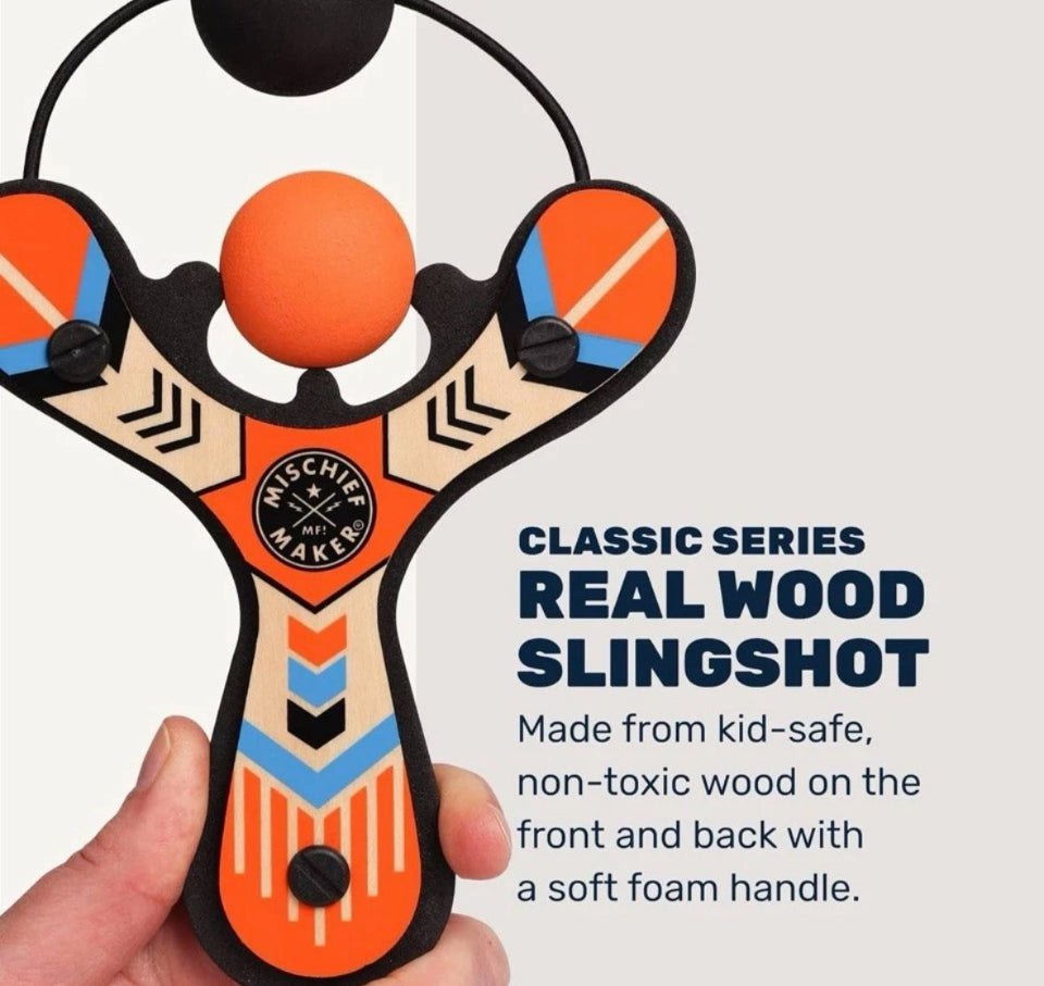 Open Box New Mischief Maker® Wooden Slingshot - Classic Series - Real Wood Slingshot