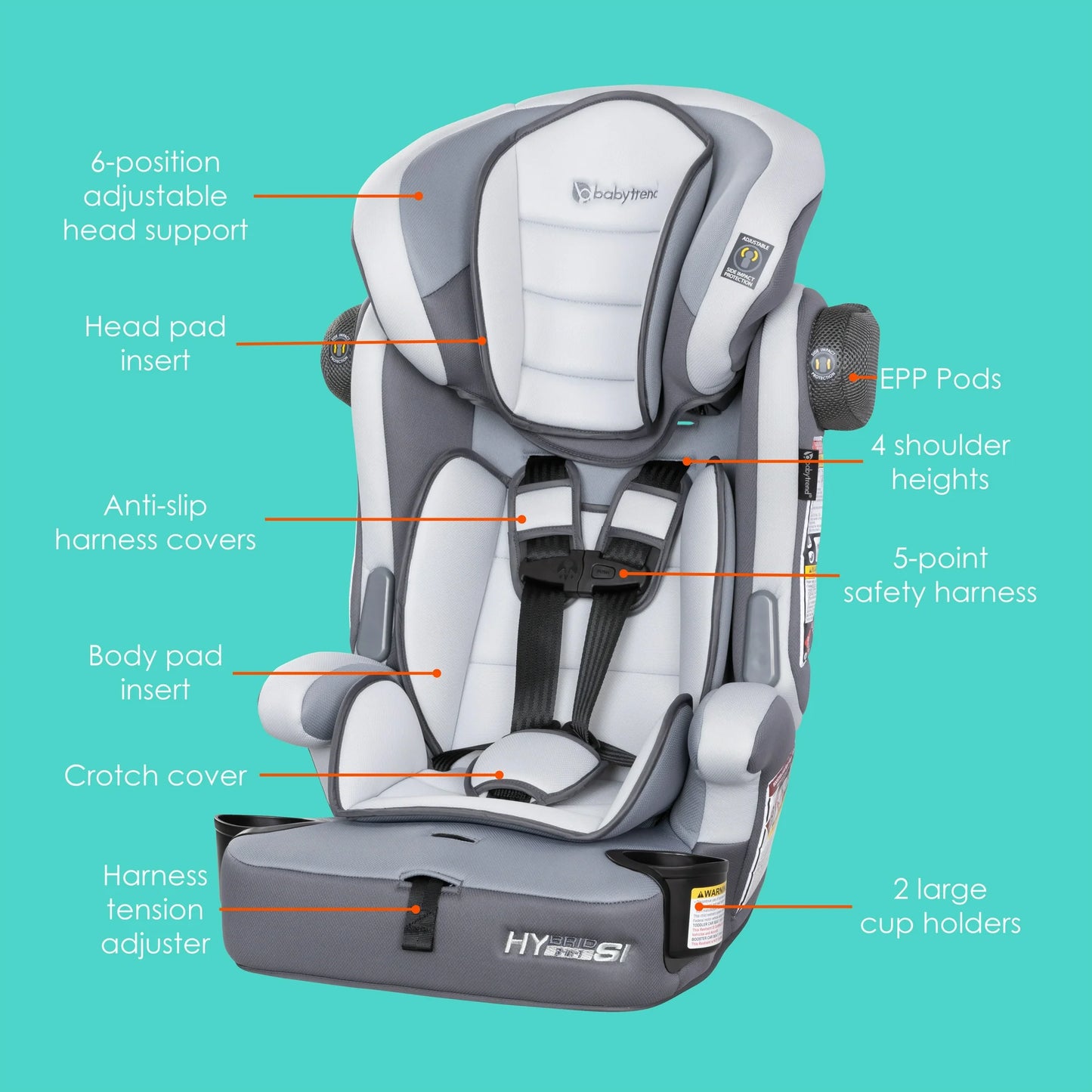 Open Box Baby Trend Hybrid SI 3-in-1 Combination Booster Car Seat - Desert Grey
