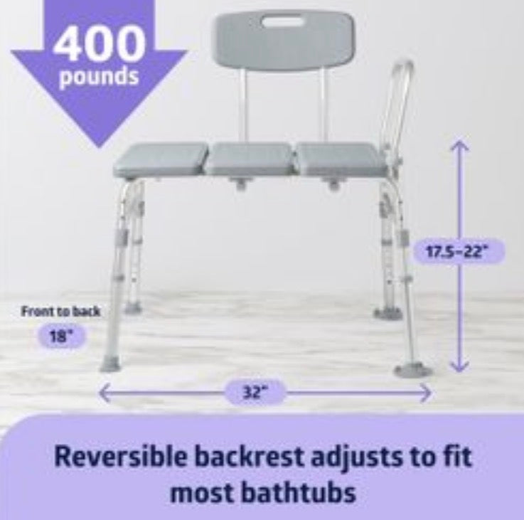 Medline Gray Transfer Bench for Bathtub
