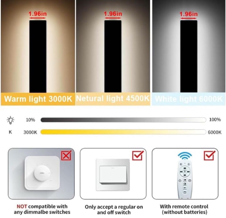 Levxhotty 59 inch Modern Outdoor Wall Lights,3000K-6000K Dimmable Outdoor Wall Sconce,Long Wall Light with Remote Control,Exterior Linear Wall Lightin - Selzalot