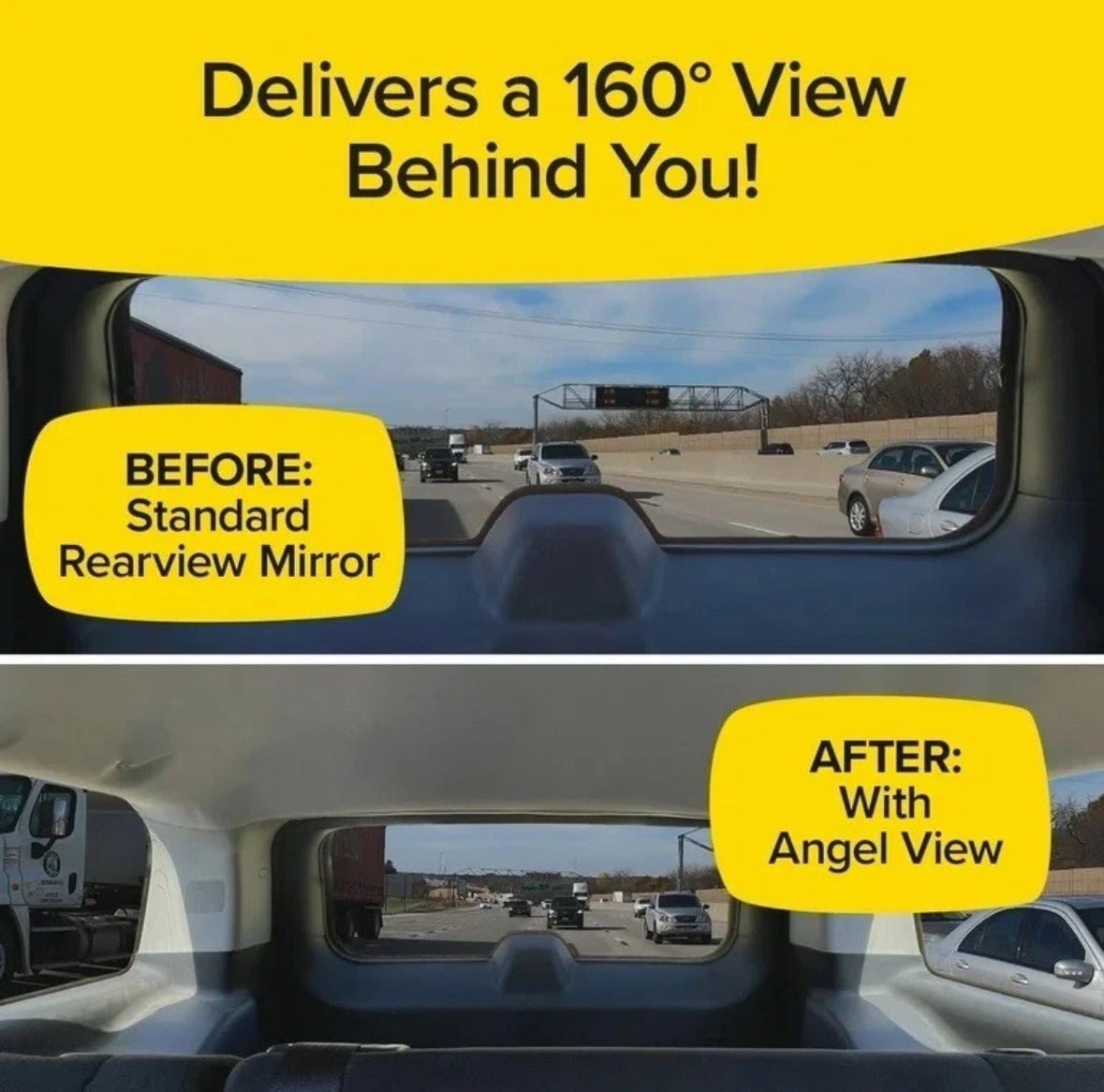 Angle View Wide-Angle Rearview Mirror, As Seen On TV Black Convex Car