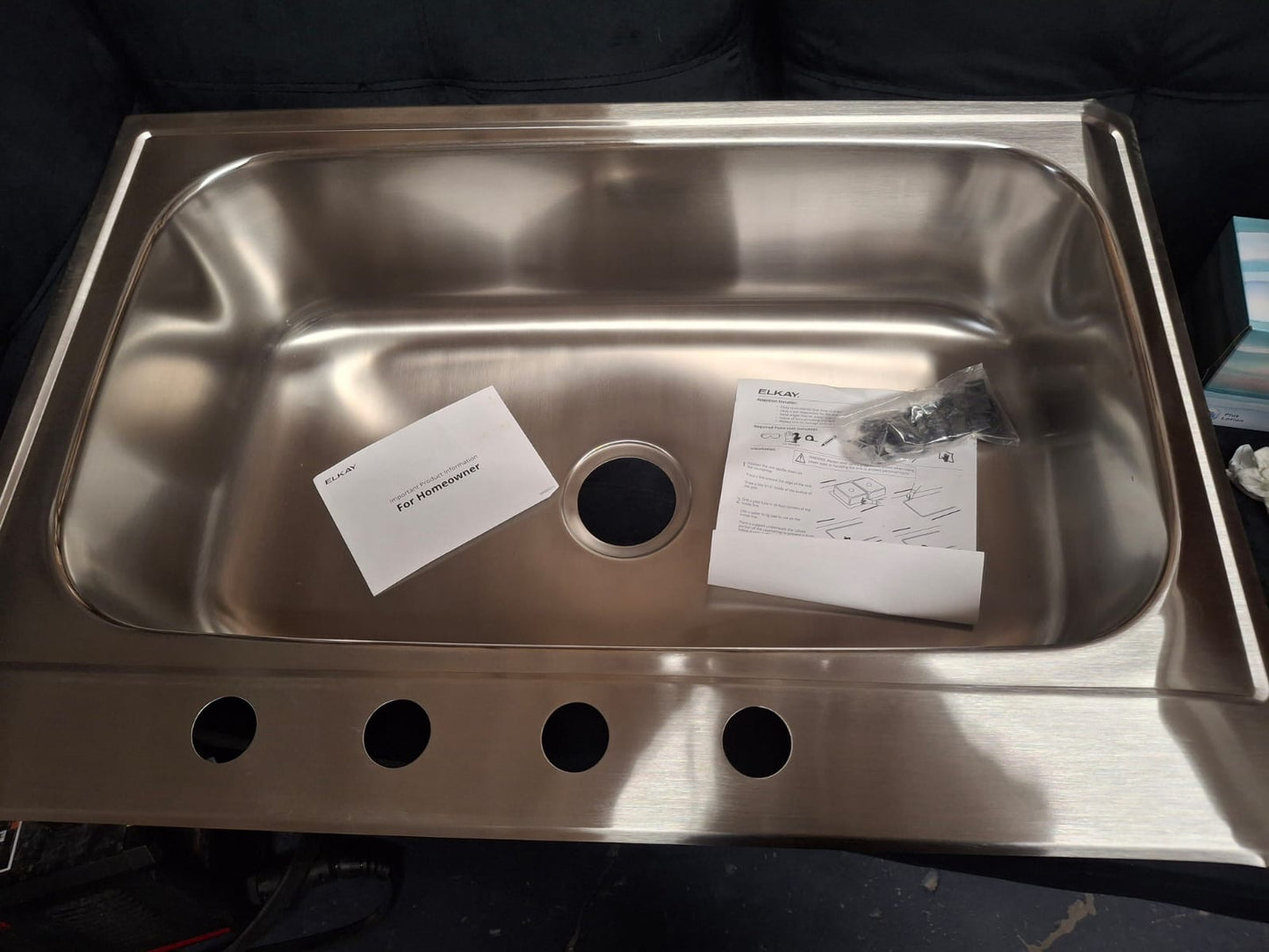 Open Box Elkay Parkway 33 in. Drop-in Single Bowl 20-Gauge Stainless Steel Kitchen Sink Only